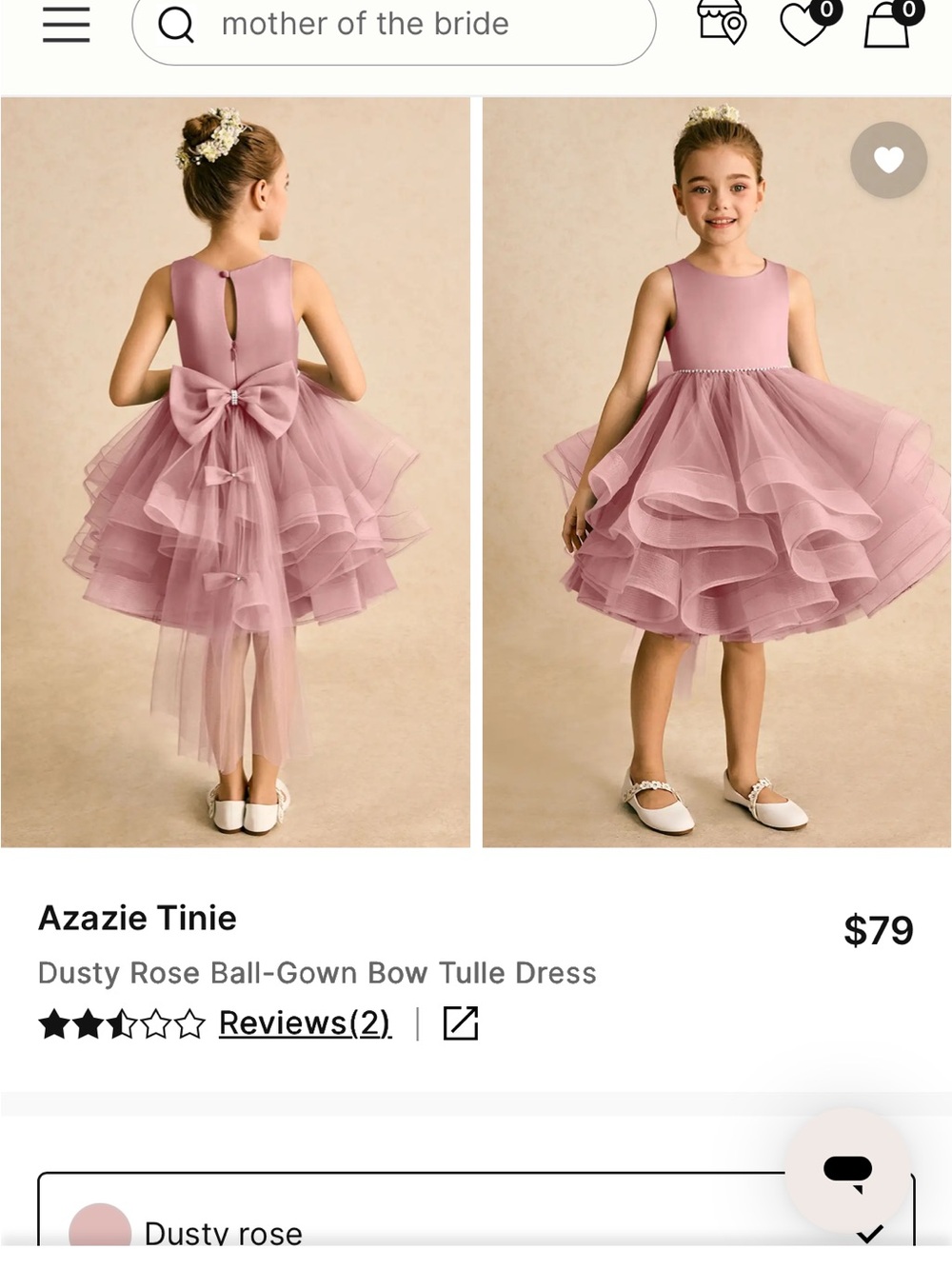 Azazie Dusty Rose Tulle Party Dress with Bow
